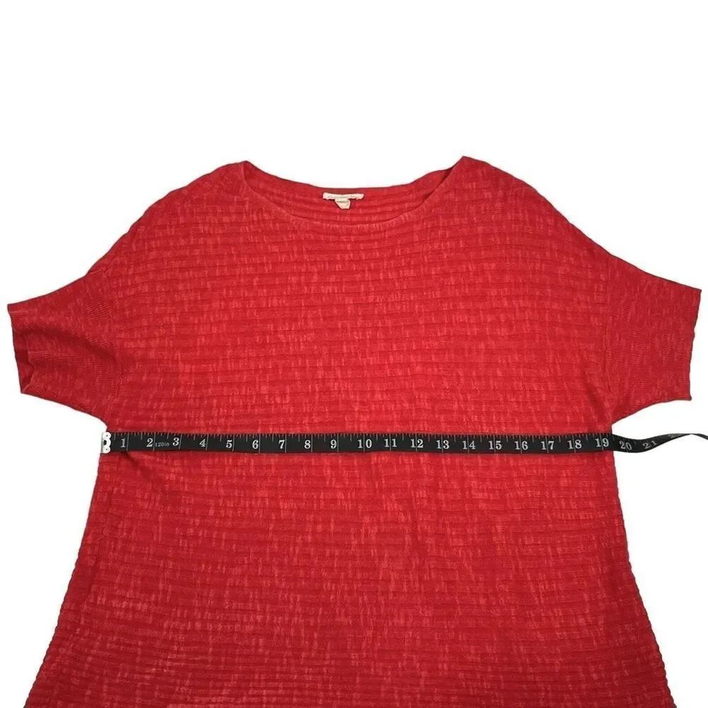 Eileen Fisher Medium Knit Linen-Cotton blend Top Coral Color Organic